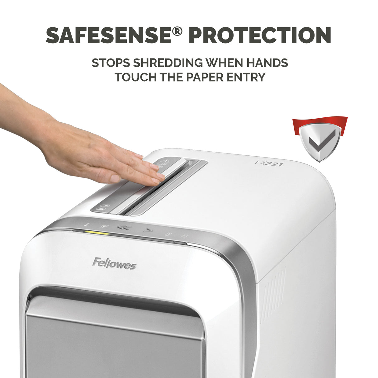 Fellowes LX Series Paper Shredder LX221 20 Sheet Micro Cut Shredder with 30 Litre Pull Out Bin Superior Security P5 White