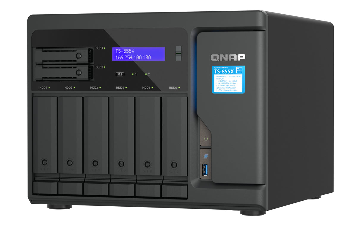 QNAP TS-855X SAN Tower Intel Atom® C5125 8 GB DDR4 QNAP QTS Black