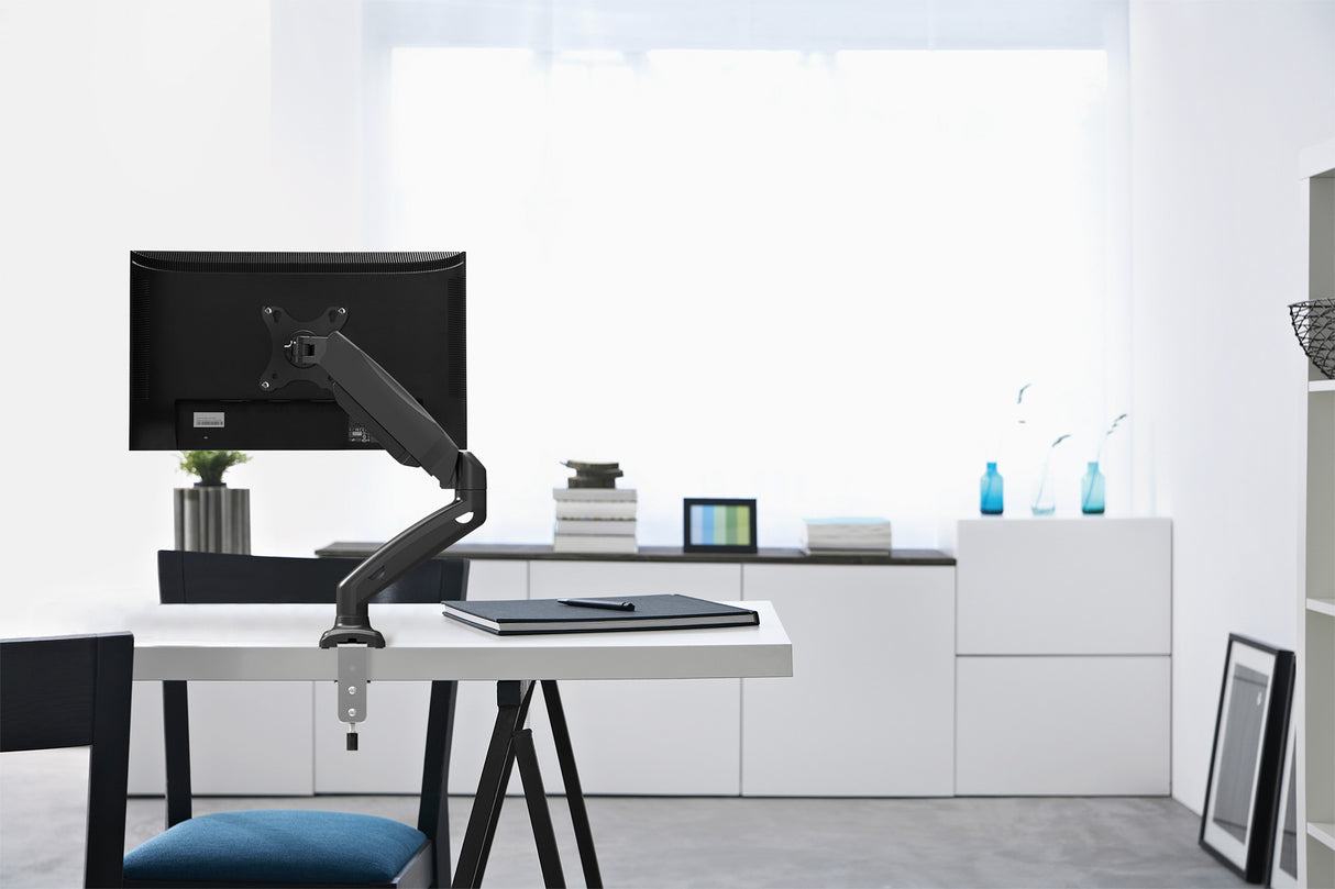 Manhattan TV & Monitor Mount, Desk, Full Motion (Spring), Screen Sizes: 10-27", Black, C-Clamp or Grommet Assembly, VESA 75x75 to 100x100mm, Max 9kg