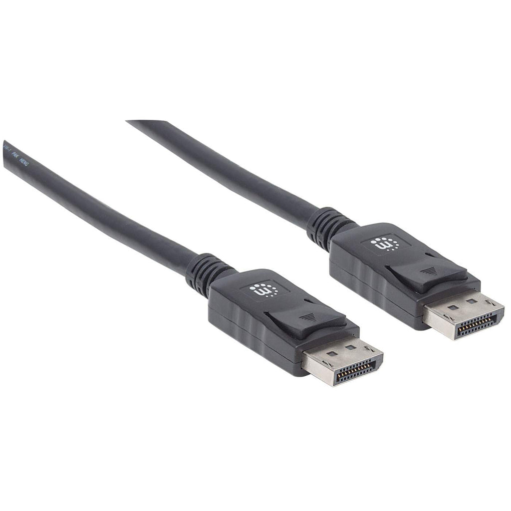 Manhattan DisplayPort 1.2 Cable, 4K@60hz, 2m, Male to Male, Equivalent to DISPL2M, With Latches, Fully Shielded, Black, Lifetime Warranty, Polybag