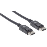 Manhattan DisplayPort 1.2 Cable, 4K@60hz, 3m, Male to Male, Equivalent to DISPL3M, With Latches, Fully Shielded, Black, Lifetime Warranty, Polybag