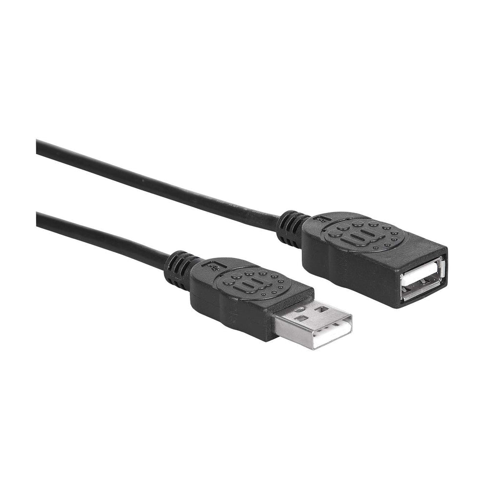 Manhattan USB-A to USB-A Extension Cable, 1.8m, Male to Female, 480 Mbps (USB 2.0), Equivalent to USBEXTAA6BK, Hi-Speed USB, Black, Lifetime Warranty, Polybag