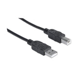 Manhattan USB-A to USB-B Cable, 5m, Male to Male, 480 Mbps (USB 2.0), Equivalent to USB2HAB5M, Hi-Speed USB, Black, Lifetime Warranty, Polybag