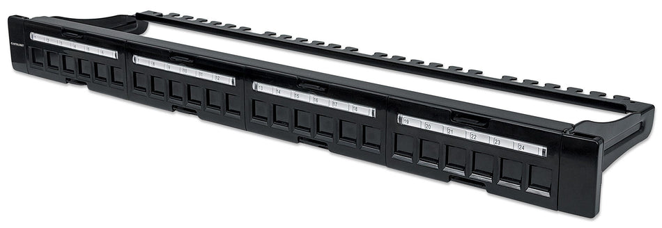 Intellinet Patch Panel, Blank, 1U, 24-Port, Black