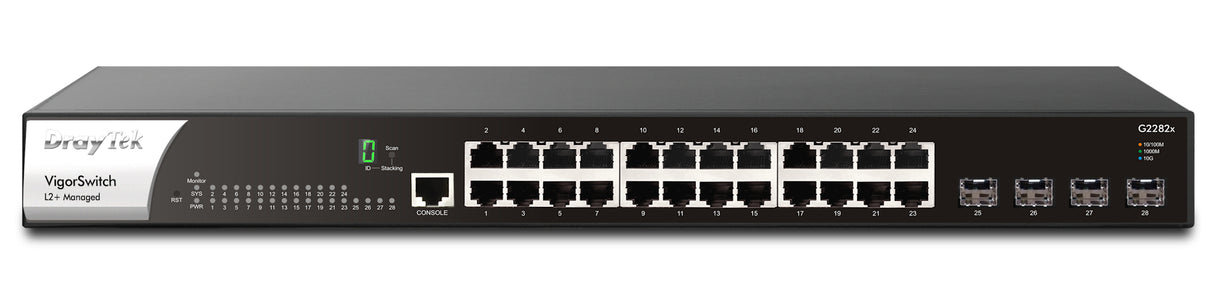 DrayTek VigorSwitch G2282x L2+ Managed 24-Port Gigabit Switch with 4 x 10GbE SFP+ Ports and Power Backup Input