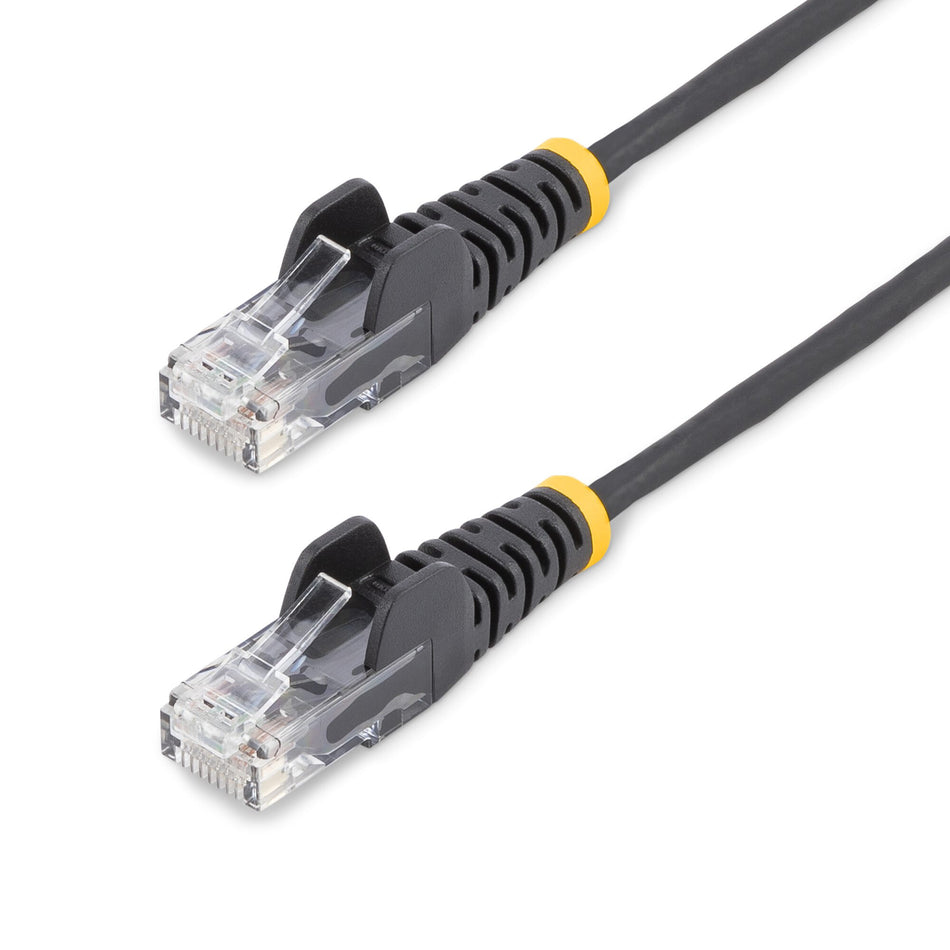 StarTech.com 7m Black Slim CAT6 Ethernet Cable, Snagless, 100W PoE, UTP, LSZH, 28AWG Pure Bare Copper Wire, Slim RJ45 Network Patch Cord w/Strain Reliefs, Fluke Tested