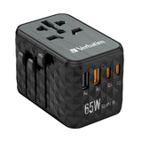 Verbatim UTA-05 65W GaN III Universal Travel Adapter with 2 x USB-C PD & QC 4+ & 2 x USB-A ports