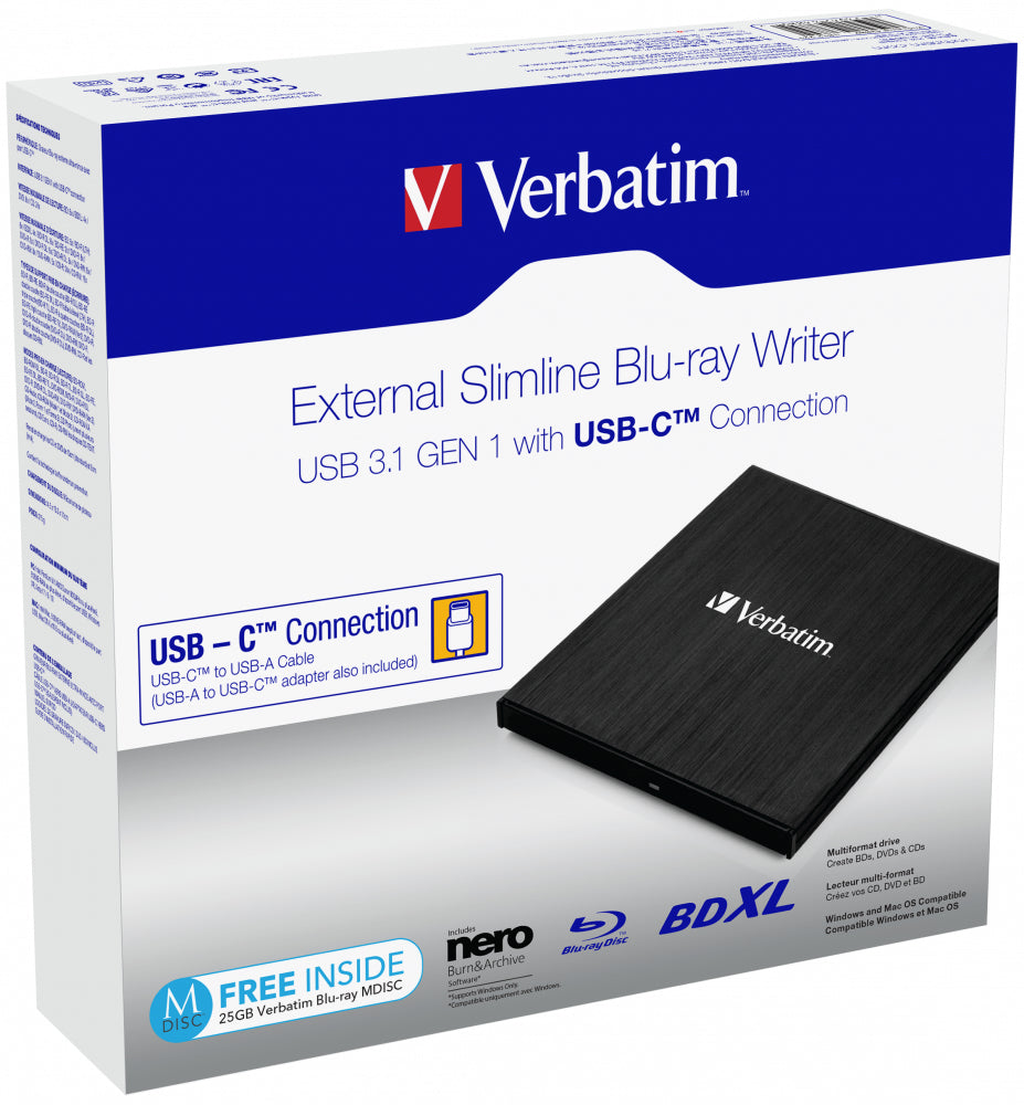 Verbatim 43889 optical disc drive Blu-Ray RW Black