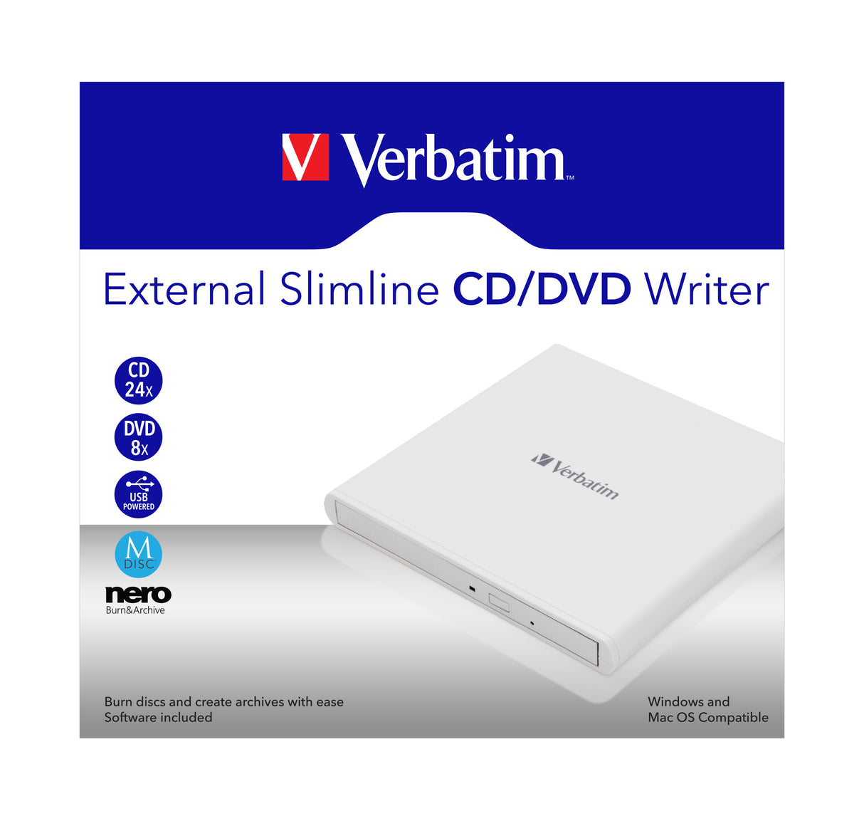 Verbatim Mobile DVD ReWriter USB 2.0 White