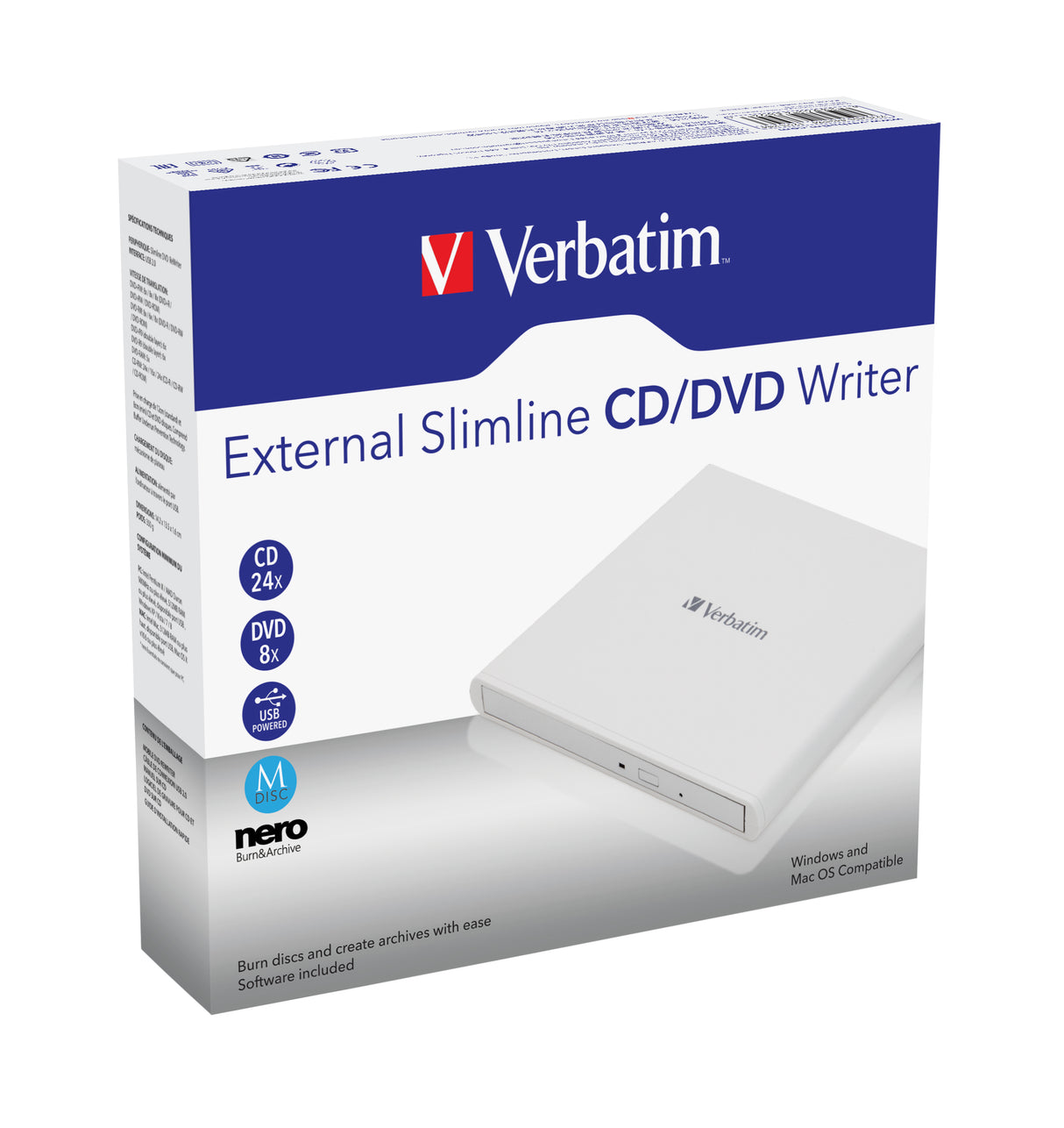 Verbatim Mobile DVD ReWriter USB 2.0 White