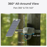 Reolink Go Series G450 with Solar Panel 2 - 4K 4G LTE PT Wildlife Cam, Animal Detection & Recognition, 360° View, 32GB microSD card