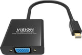 Vision TC-MDPVGA/BL video cable adapter Mini DisplayPort VGA (D-Sub) Black