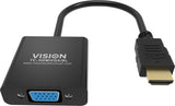 Vision TC-HDMIVGA/BL video cable adapter 0.23 m HDMI Type A (Standard) VGA (D-Sub) Black