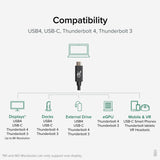 Plugable Technologies USB4 Cable with 240W Charging, 3.3 Feet (1M), USB-IF Certified, 1x 8K Display, 40 Gbps, Compatible with USB 4, Thunderbolt 4, Thunderbolt 3, USB-C, Driverless