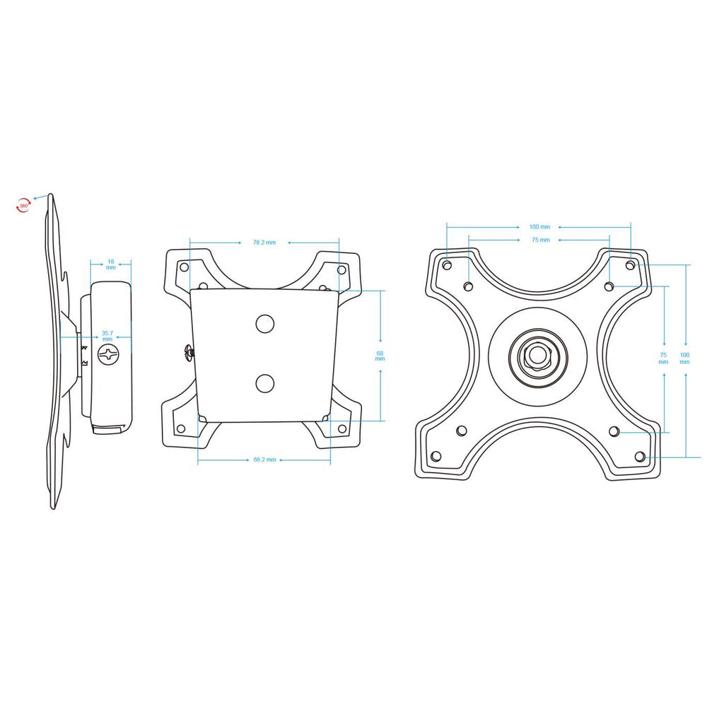 Manhattan TV & Monitor Mount, Wall, Fixed, 1 screen, Screen Sizes: 10-32", Black, VESA 75x75 to 100x100mm, Max 15kg, Lifetime Warranty