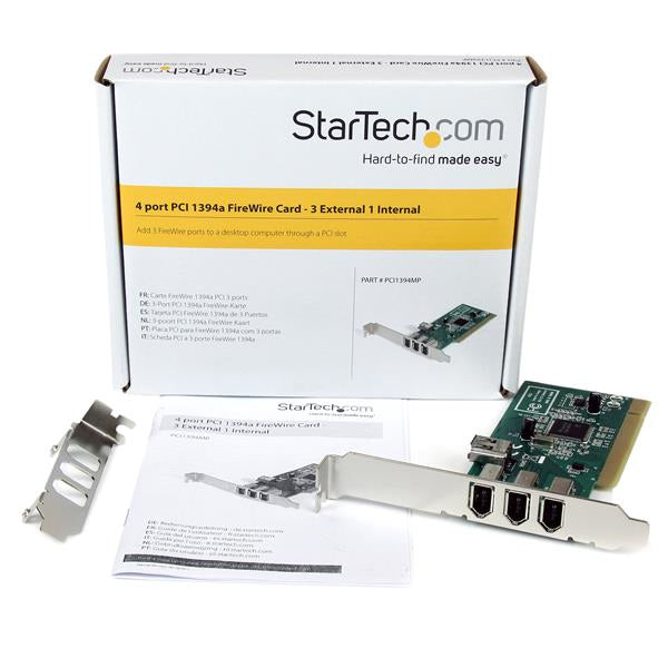 StarTech.com 4 port PCI 1394a FireWire Adapter Card - 3 External 1 Internal