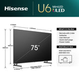 Hisense 75U6NQTUK TV 190.5 cm (75") 4K Ultra HD Smart TV Wi-Fi Grey 500 cd/m²