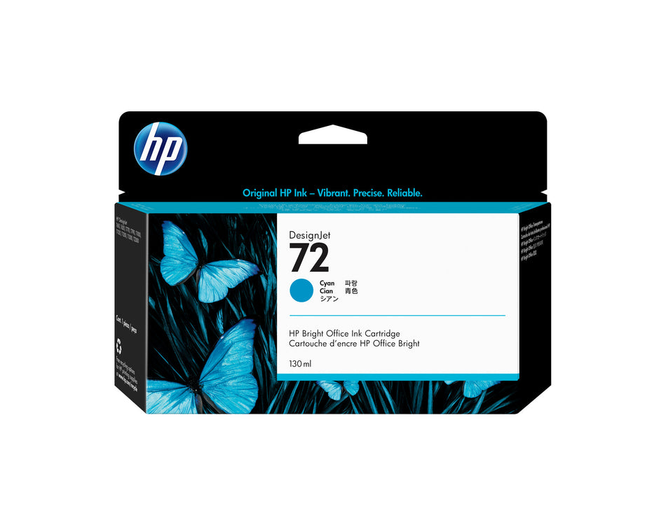 HP 72 130-ml Cyan DesignJet Ink Cartridge
