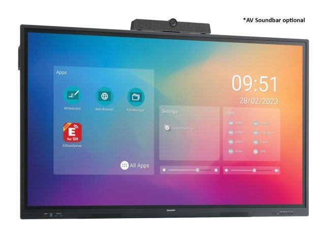 Sharp PN-LC752 Digital signage flat panel 190.5 cm (75") LCD Wi-Fi 450 cd/m² 4K Ultra HD Black Touchscreen Built-in processor Android 11 16/7