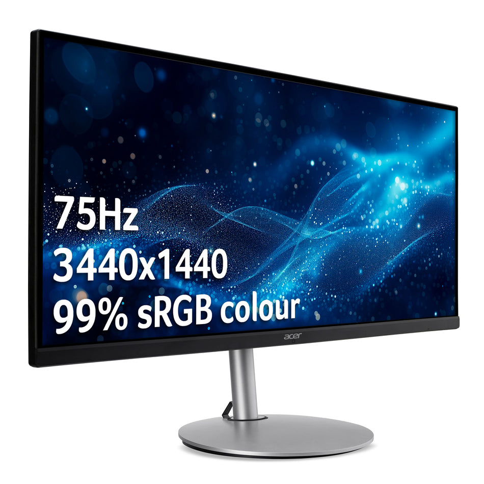 Acer CB2 CB342CKsmiiphzx 34 inch UWQHD Ultrawide Monitor (IPS Panel, FreeSync, 75Hz, 1ms, HDR 10, Height Adjustable Stand, DP, HDMI, USB Hub, Silver/Black)