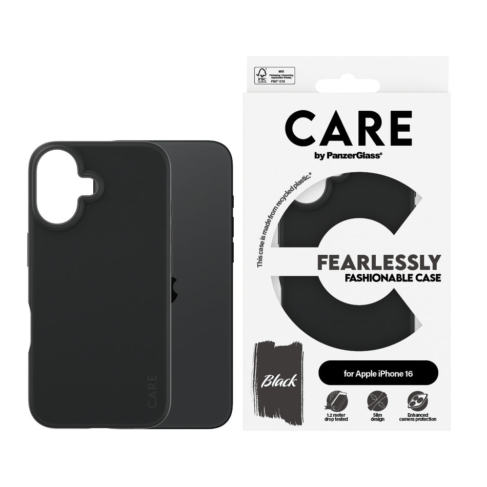 PanzerGlass CARE by ® Fashionable Case Black iPhone 16