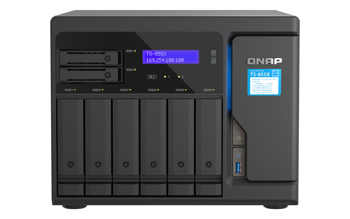 QNAP TS-855X SAN Tower Intel Atom® C5125 8 GB DDR4 QNAP QTS Black