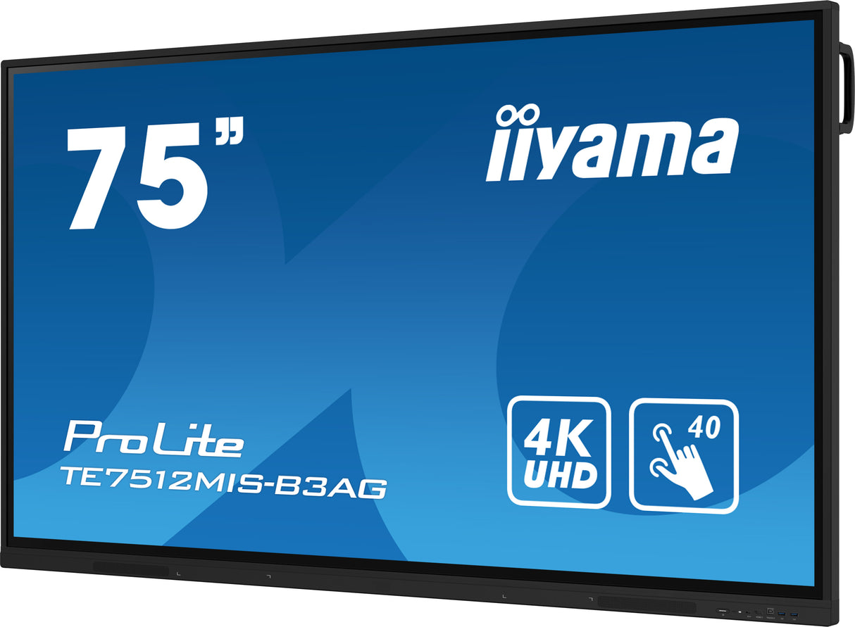 iiyama TE7512MIS-B3AG Signage Display Kiosk design 190.5 cm (75") LCD Wi-Fi 400 cd/m² 4K Ultra HD Black Touchscreen Built-in processor Android 11 24/7