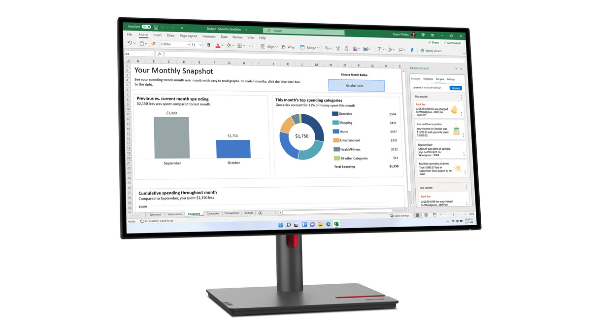 Lenovo ThinkVision P27h-30 68.6 cm (27") 2560 x 1440 pixels Quad HD IPS