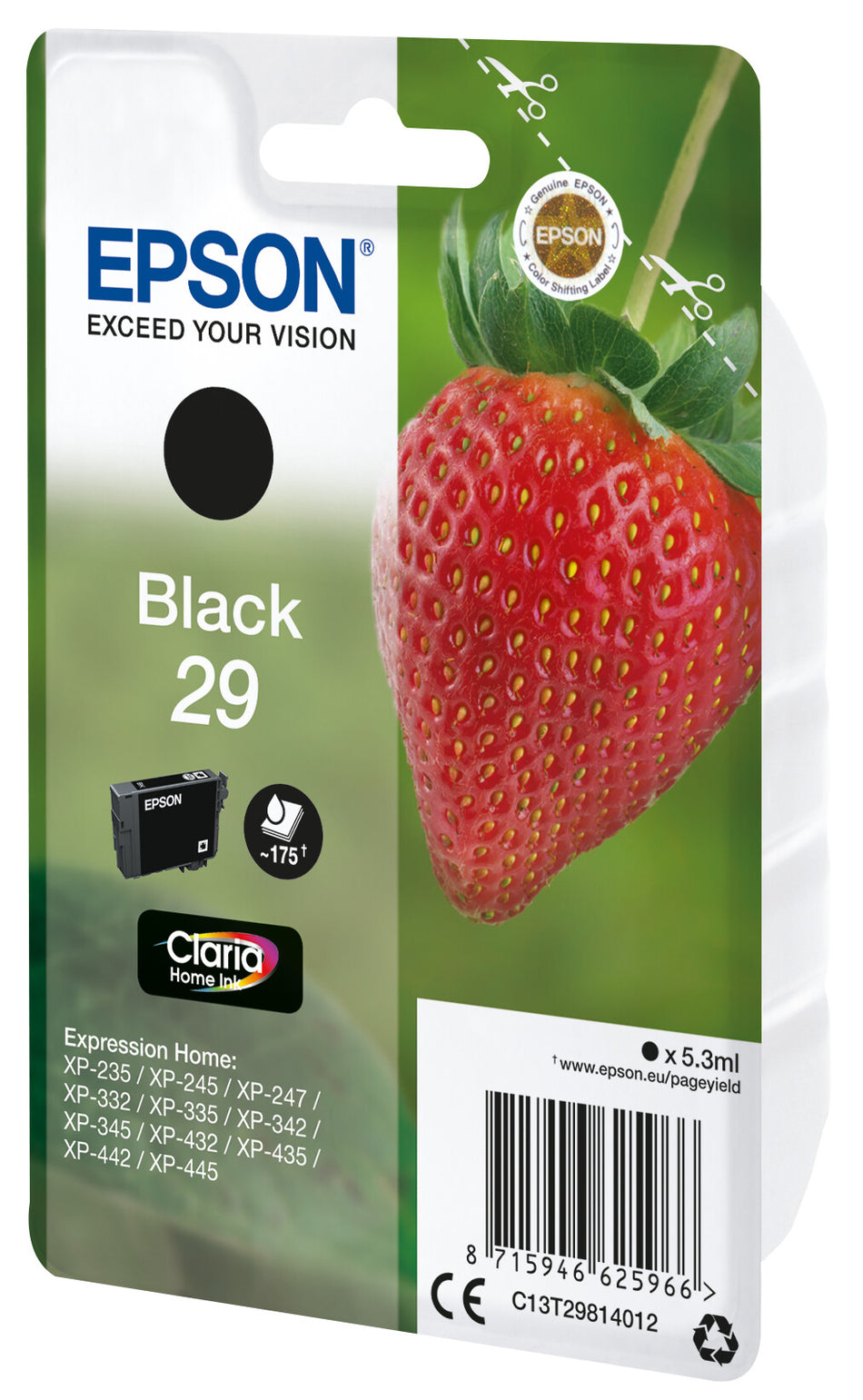 Epson Strawberry Singlepack Black 29 Claria Home Ink