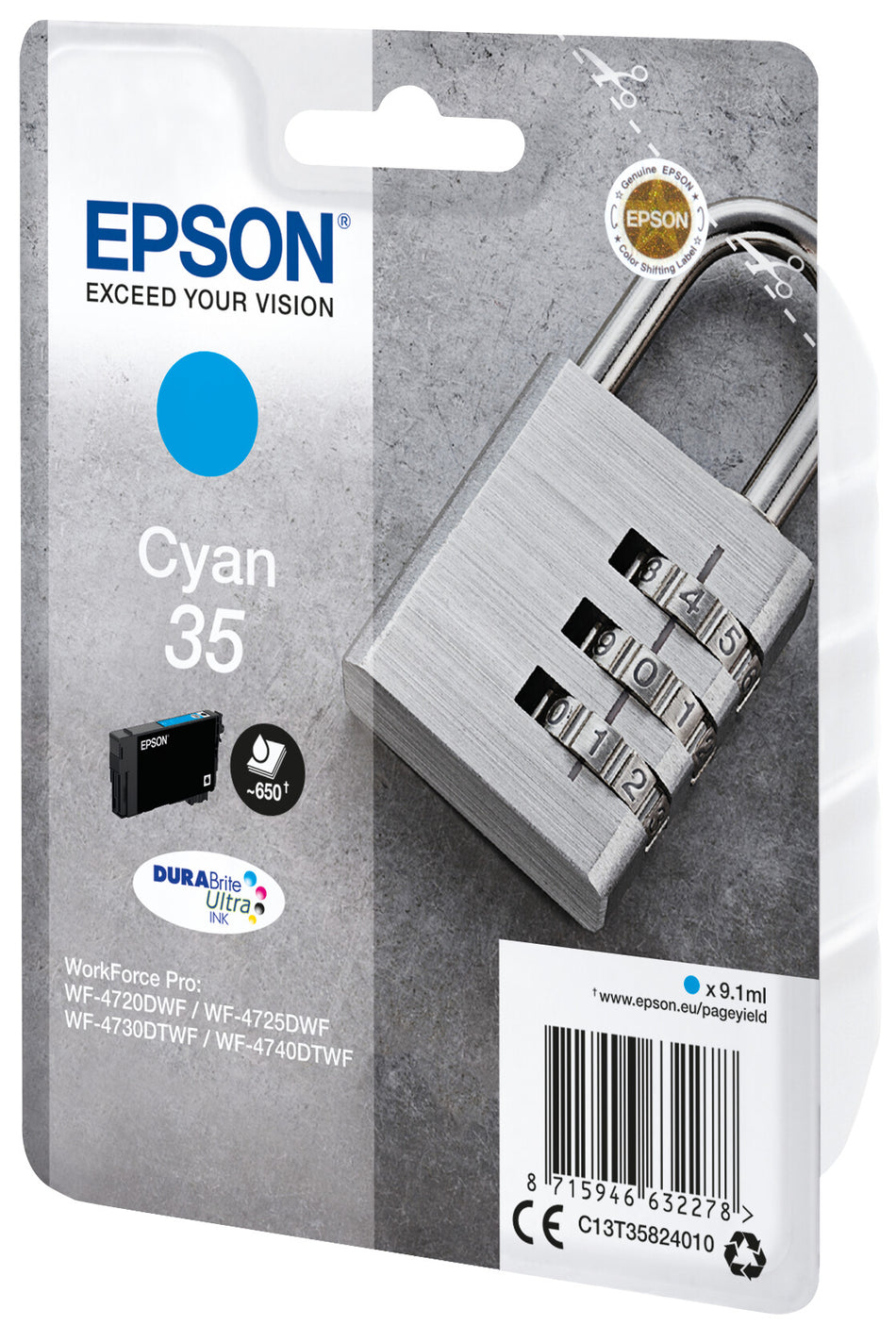 Epson Padlock Singlepack Cyan 35 DURABrite Ultra Ink