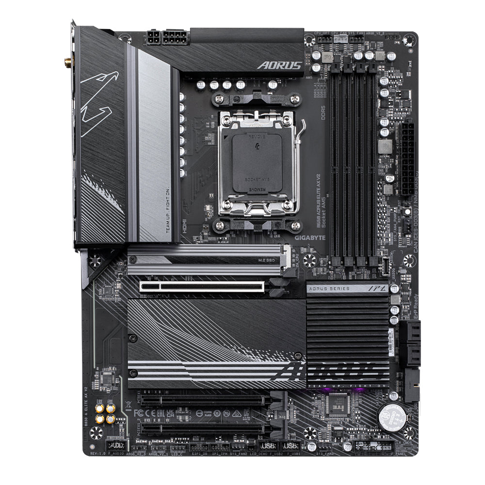 Gigabyte B650 AORUS ELITE AX V2 Motherboard - Supports AMD AM5 CPUs, 12+2+2 Phases Digital VRM, up to 8000MHz DDR5 (OC), 1xPCIe 5.0 + 2xPCIe 4.0 M.2, Wi-Fi 6E, 2.5GbE LAN, USB 3.2 Gen 2