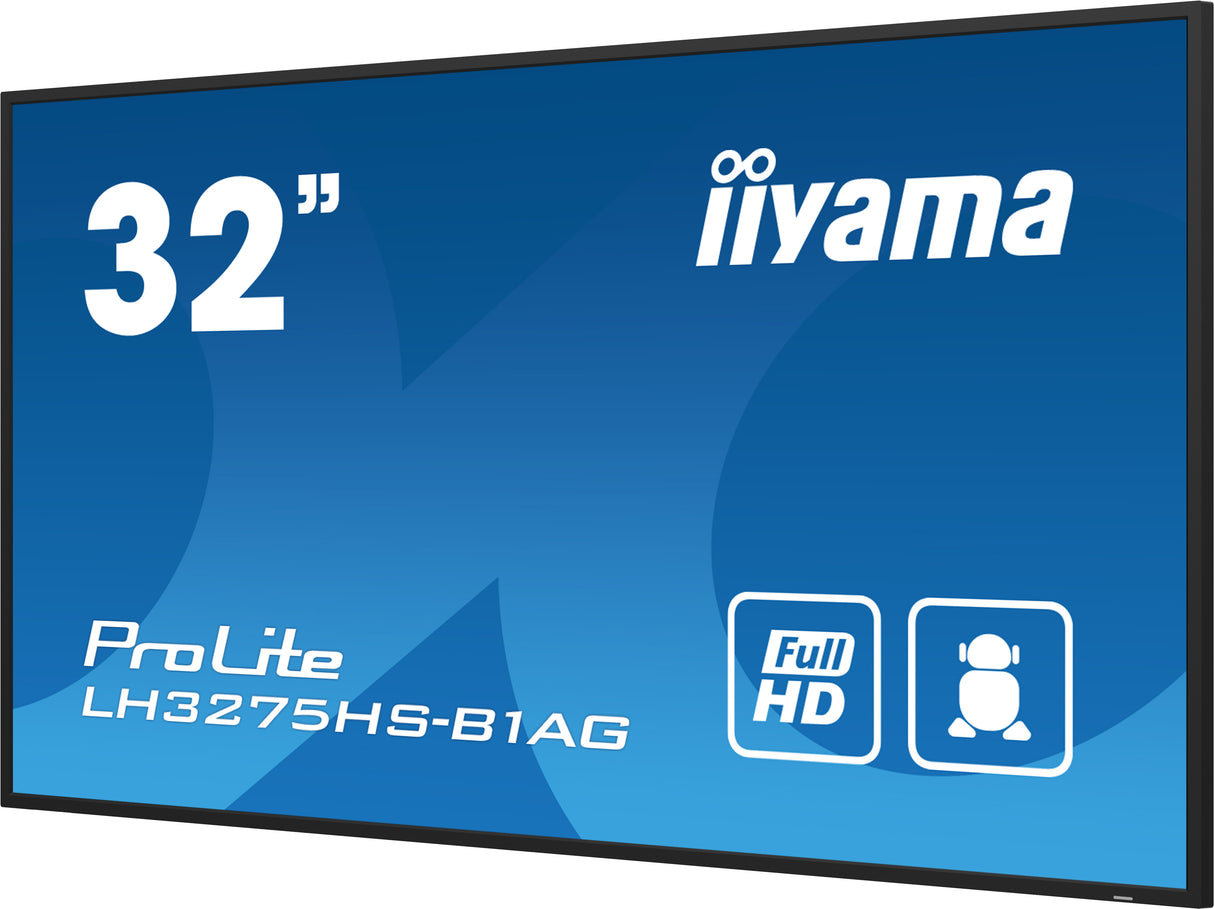 iiyama LH3275HS-B1AG Signage Display Digital signage flat panel 81.3 cm (32") LCD Wi-Fi 500 cd/m² Full HD Black Built-in processor Android 11 24/7