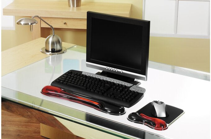 Kensington Duo Gel Mouse Pad with Integrated Wrist Support - Red/Black