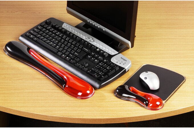 Kensington Duo Gel Mouse Pad with Integrated Wrist Support - Red/Black