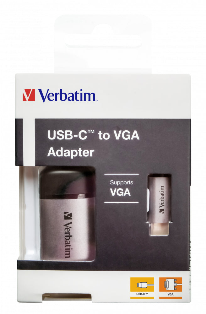 Verbatim 49145 video cable adapter 0.01 m USB Type-C VGA (D-Sub) Black, Silver