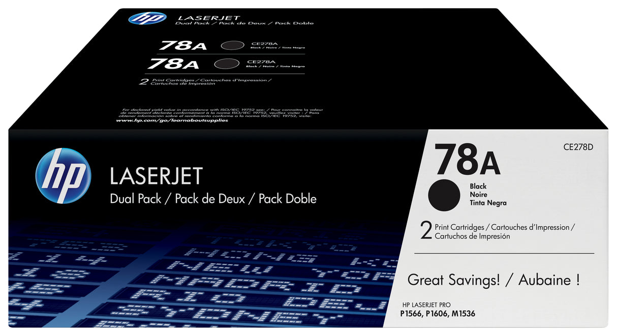 HP CE278AD/78A Toner cartridge black twin pack, 2x2.1K pages/5% Pack=2 for HP Pro P 1600