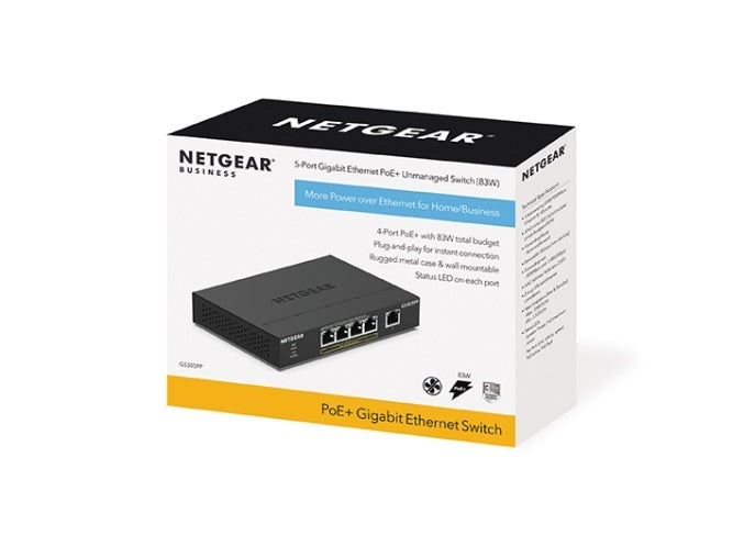 NETGEAR GS305PP Unmanaged Gigabit Ethernet (10/100/1000) Power over Ethernet (PoE) Black