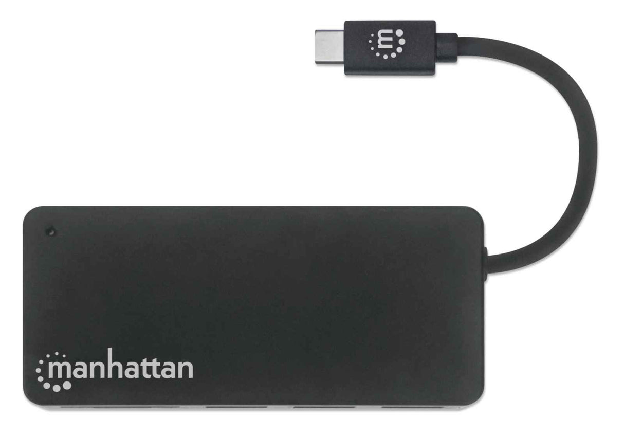 Manhattan USB-C Dock/Hub with Card Reader, Ports (x3): USB-A (x3), 5 Gbps (USB 3.2 Gen1 aka USB 3.0), External Power Supply Not Needed, SuperSpeed USB, Black, Three Year Warranty, Retail Box