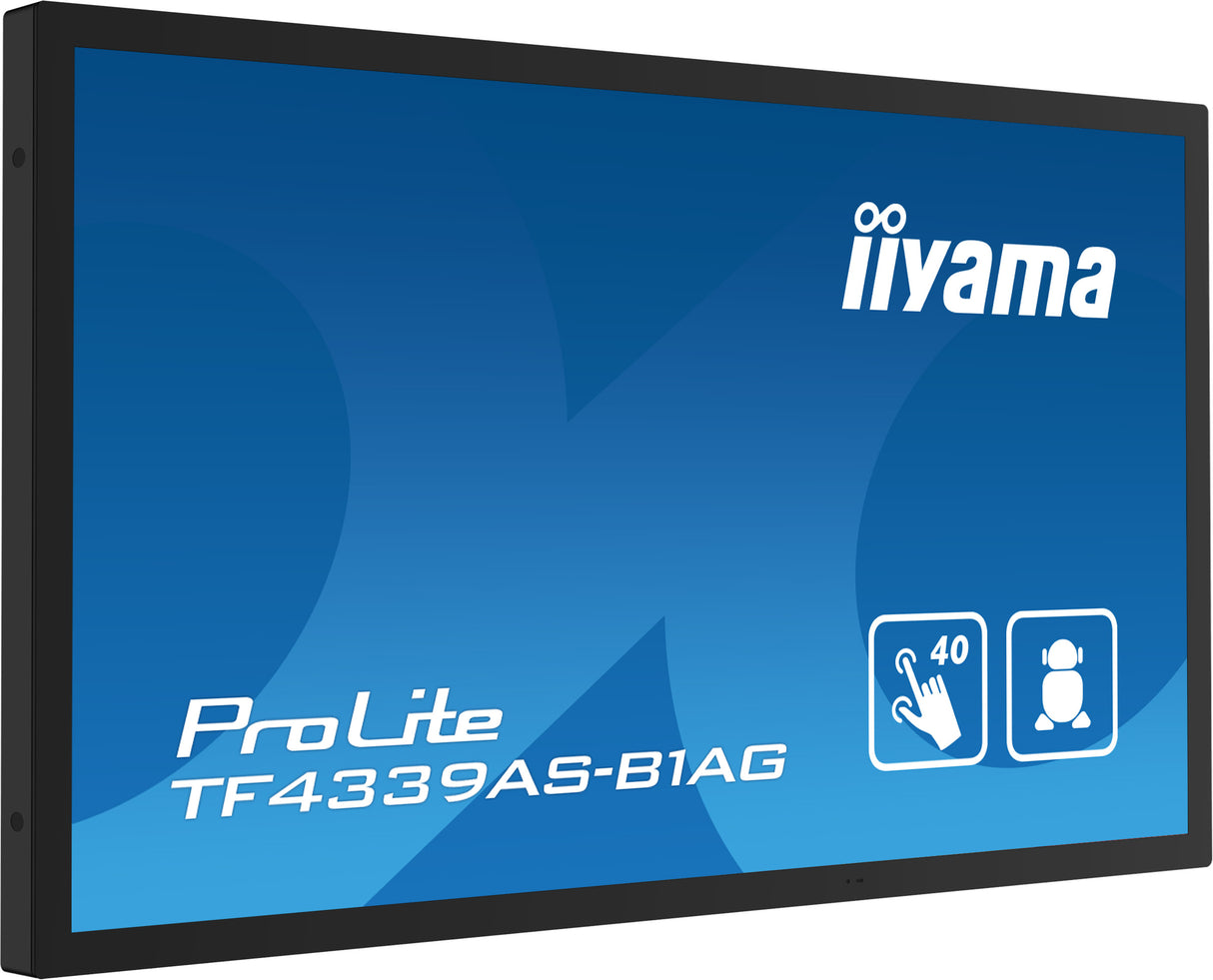 iiyama TF4339AS-B1AG Signage Display Digital signage flat panel 108 cm (42.5") LED 500 cd/m² 2.4K Ultra HD Black Touchscreen Built-in processor Android 24/7