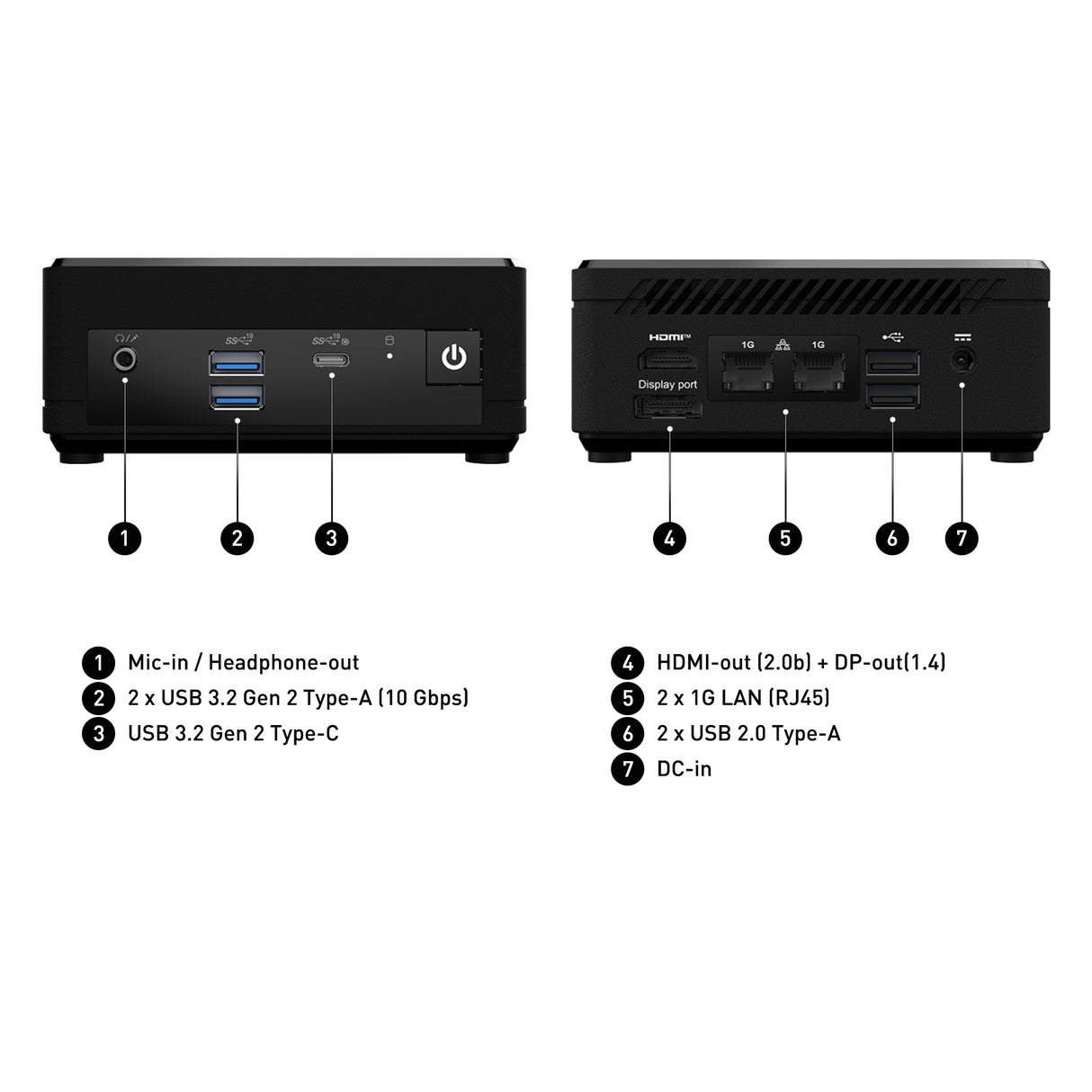 MSI Cubi N ADL S Intel N100 Desktop PC, NUC, SFF, Mini Computer, HTPC, (4GB RAM, 128GB SSD, Windows 11 PRO), Fanless/UHD Graphics/Type C/HDMI/DisplayPort/Dual LAN/WiFi 5/BT 5.1/VESA