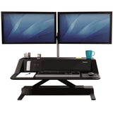 Fellowes Sit Stand Desk Riser - Lotus DX Height Adjustable Sit Stand Desk Converter with Cable Management & Antibacterial Protection - No Assembly Required - Max Weight 15.8KG - Black