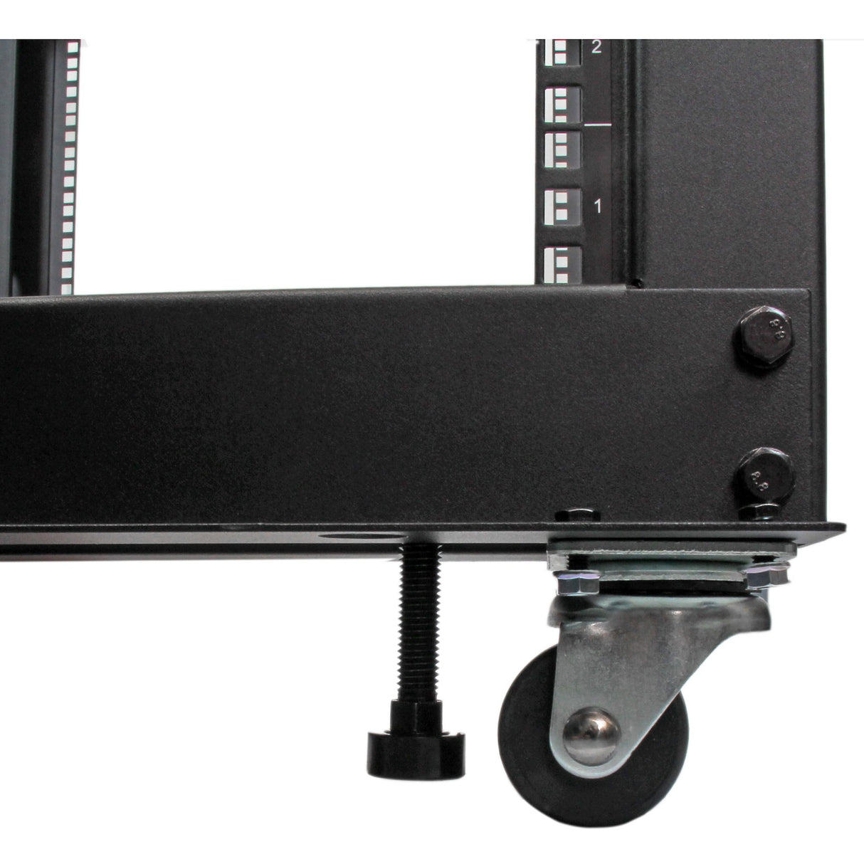 StarTech.com 4-Post 8U Mobile Open Frame Server Rack, Four Post 19in Network Rack with Wheels, Small Rolling Rack with Adjustable Depth for Computer/AV/Data/IT Equipment - Casters, Leveling Feet or Floor Mounting