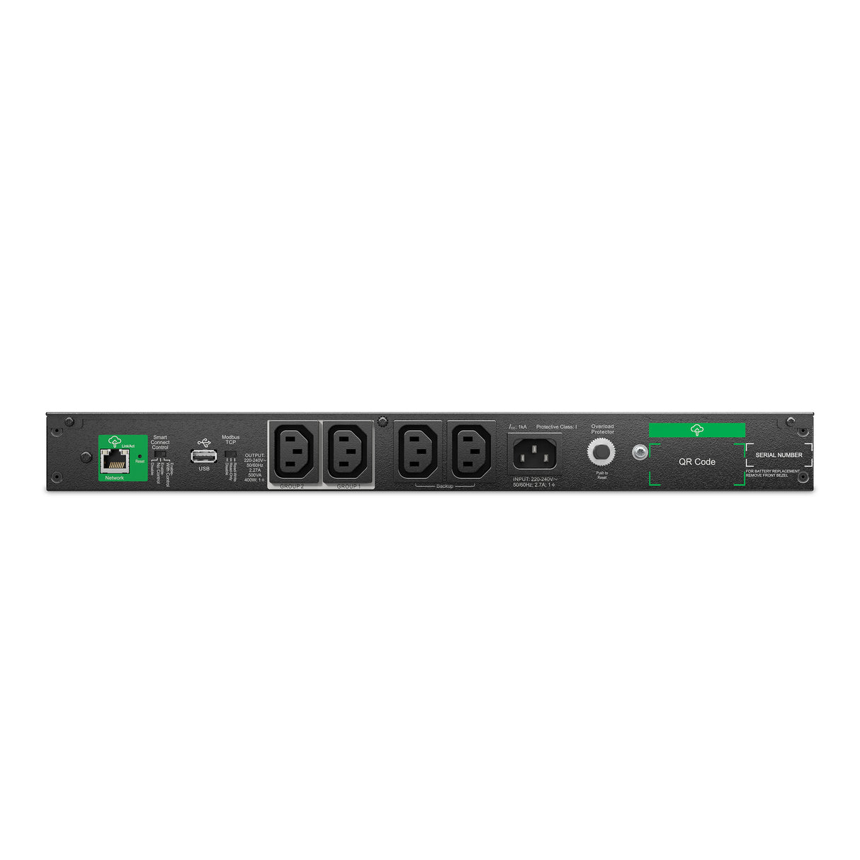 APC Smart-UPS, Line Interactive, 500VA, Lithium-ion, Rackmount 1U, 230V, 4x IEC C13 outlets, SmartConnect Port, Short Depth