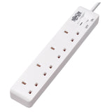 Tripp Lite PS4B18 4-Outlet Power Strip - British BS1363A Outlets, 220-250V AC, 13A, 1.8 m Cord, BS1363A Plug, White