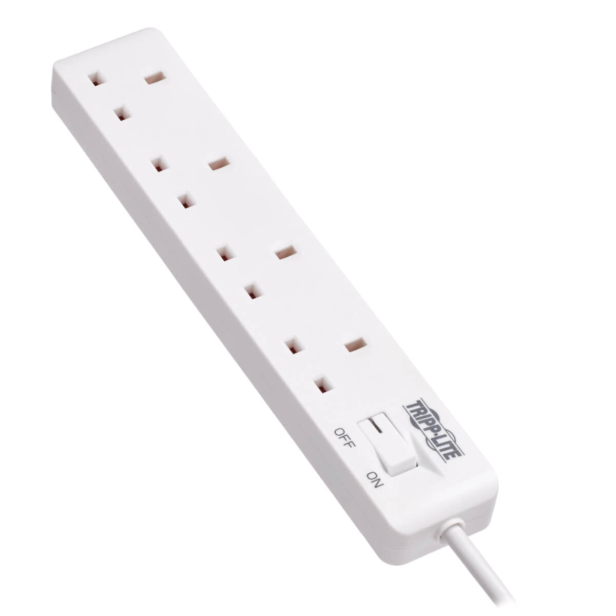 Tripp Lite PS4B18 4-Outlet Power Strip - British BS1363A Outlets, 220-250V AC, 13A, 1.8 m Cord, BS1363A Plug, White