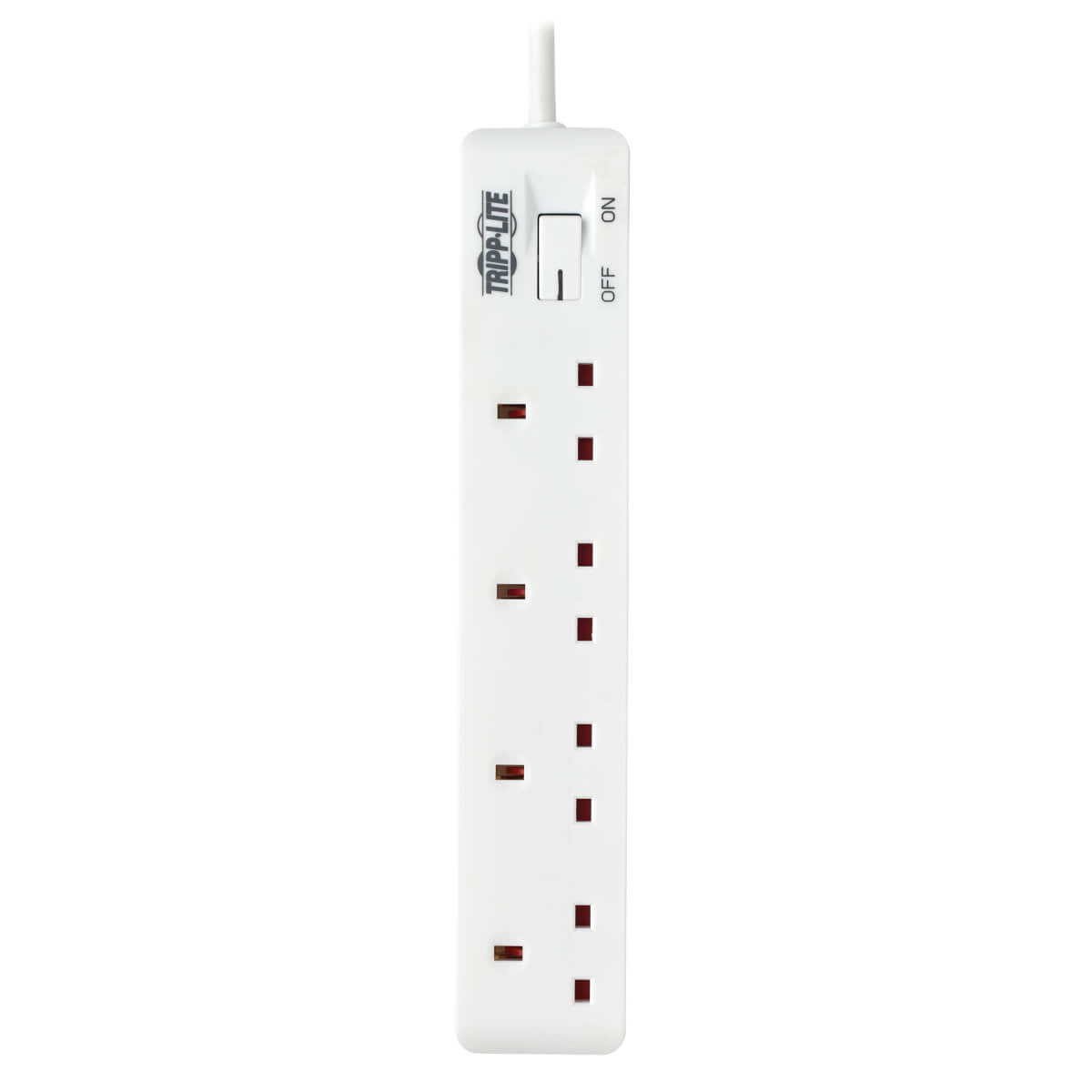 Tripp Lite PS4B18 4-Outlet Power Strip - British BS1363A Outlets, 220-250V AC, 13A, 1.8 m Cord, BS1363A Plug, White