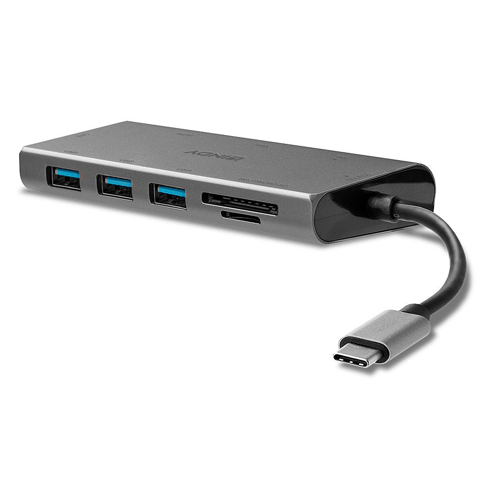 Lindy DST-Mini Plus, USB-C Laptop Mini Docking Station with 4K HDMI, VGA Support and 100W Pass-Through Charging