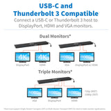 Tripp Lite U442-DOCK7D-B USB-C Dock, Triple Display - 4K HDMI & DP, VGA, USB 3.x (5Gbps) and USB 2.0 Hub Ports, GbE, 100W PD Charging