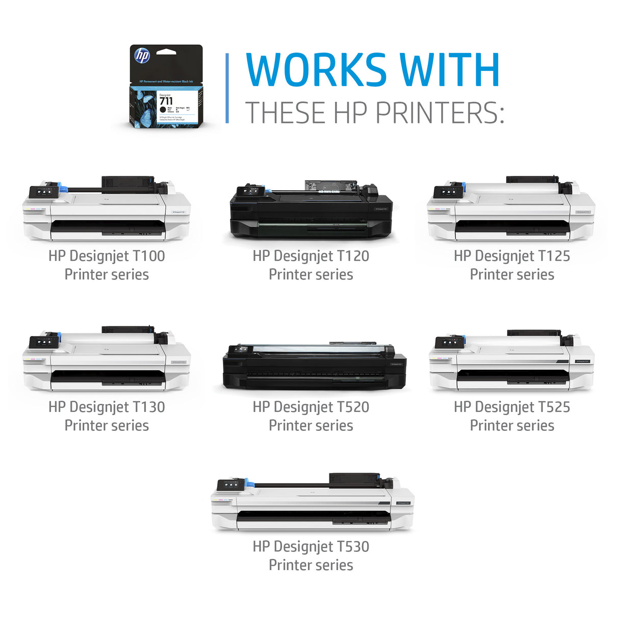 HP C1Q10A/711 Printhead + Ink cartridge Bk,C,M,Y 48ml Pack=4 for HP DesignJet T 520