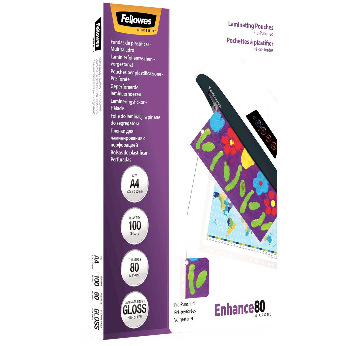 Fellowes A4 Pre-Punched 80 Micron Laminating Pouch